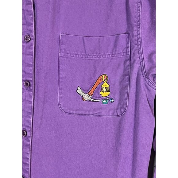Vintage Disney Dwarf Embroidery Shirt M Purple Theme Park Classic Retro - Picture 9 of 12